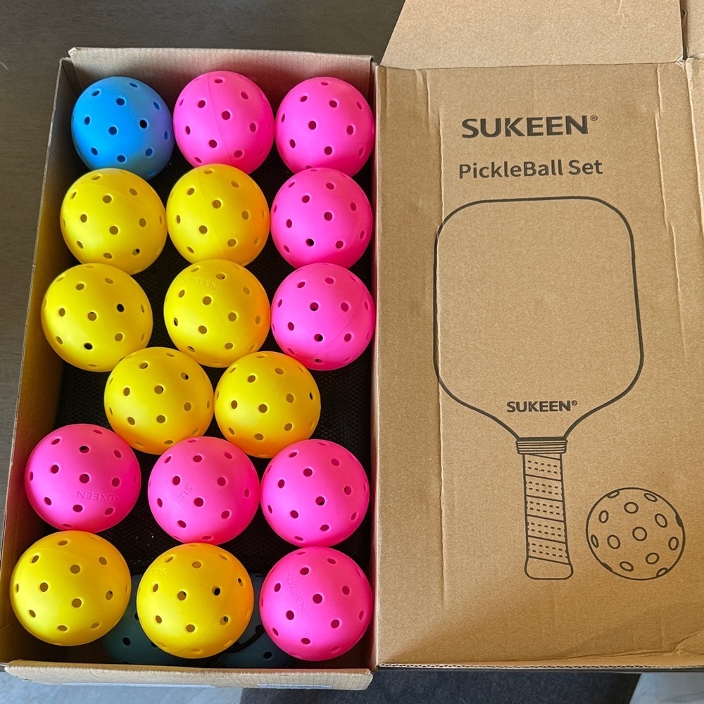 Keen Kids Pickleball Balls - Pink, Yellow & Blue - 18 Pack